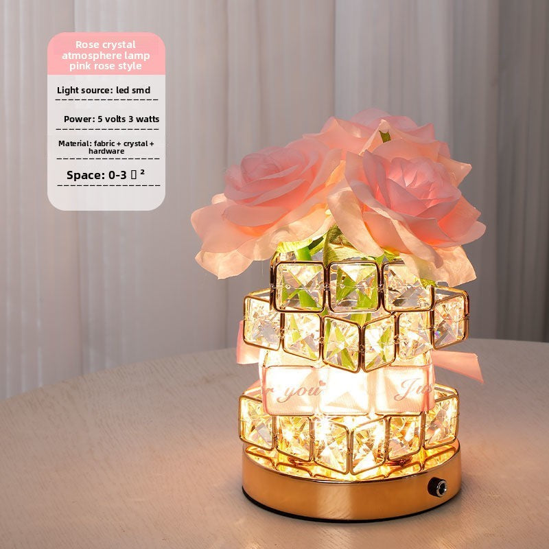 LED Table Lamp - Pink Rose Design | Decorative USB Lighting - gallify.store