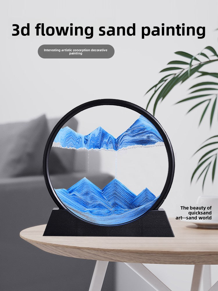 Nordic Quicksand Art Ornament – Glass Frame Landscape Desktop Decor