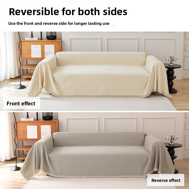 Solid Colour Chenille Sofa Cover | Herringbone, Anti-Wrinkle