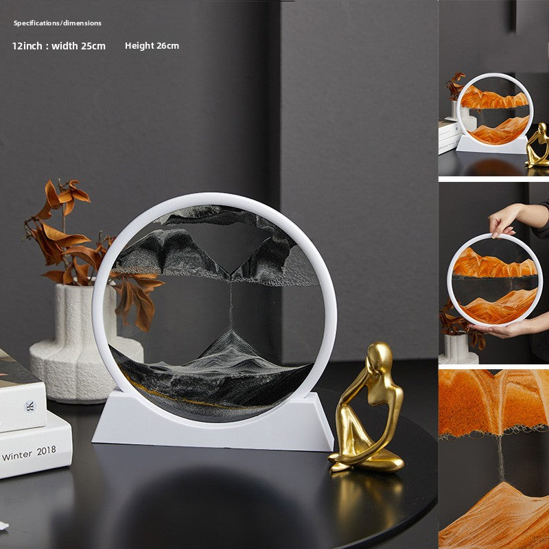 Nordic Quicksand Art Ornament – Glass Frame Landscape Desktop Decor