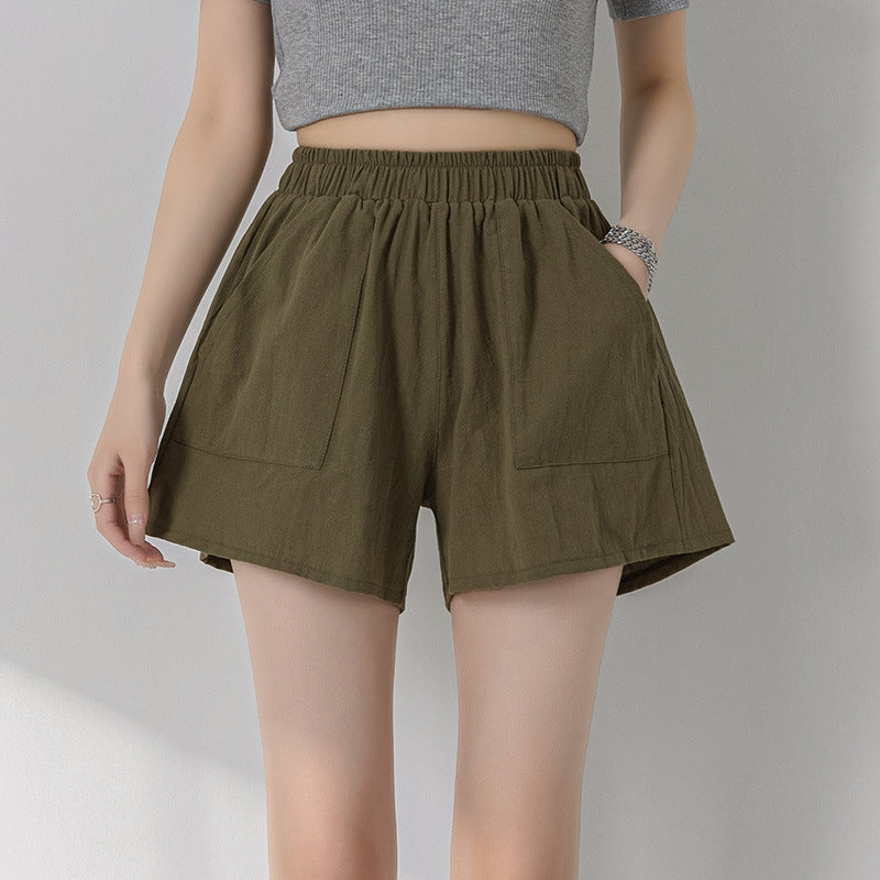 Women's Cotton Linen Casual Shorts | Elastic Waist