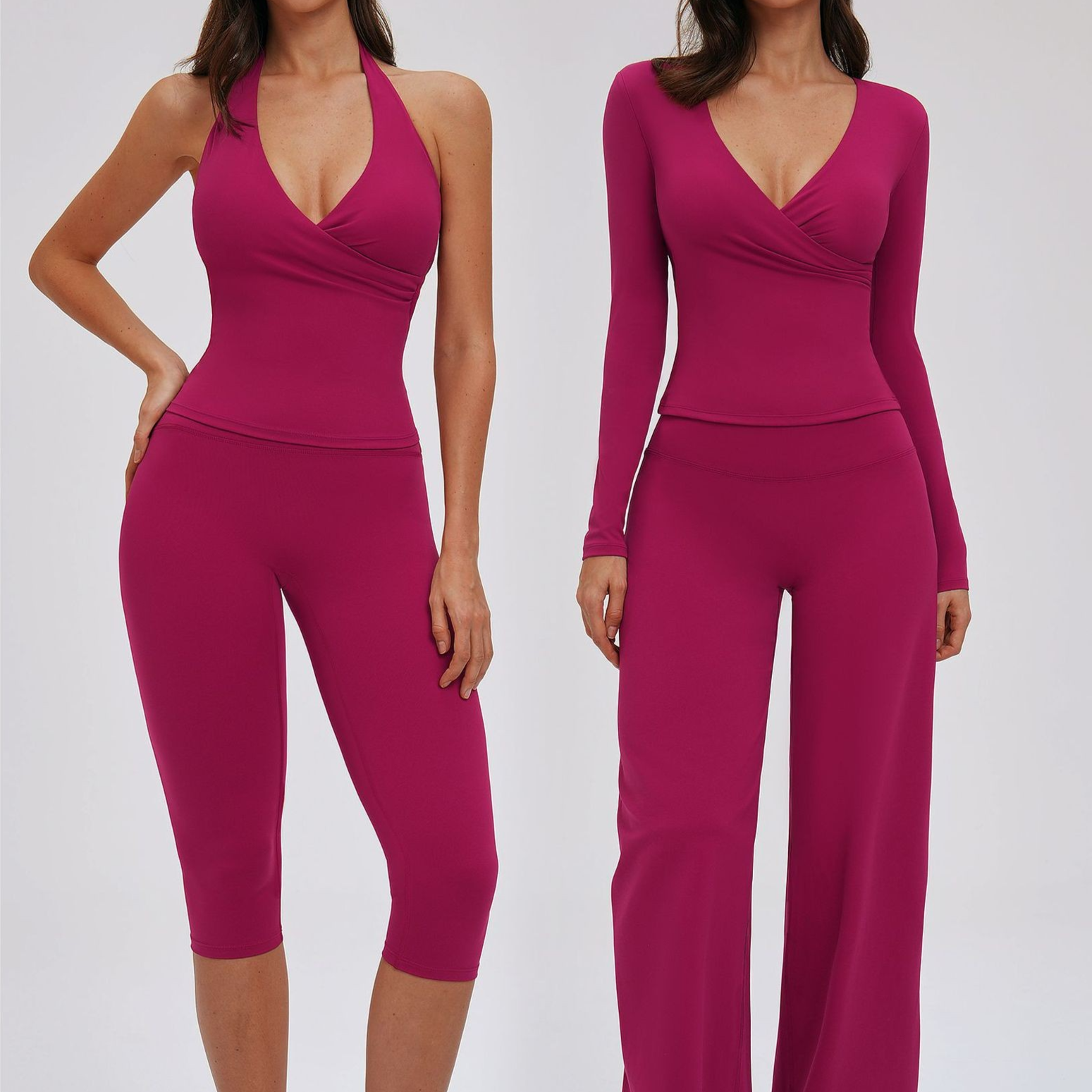 Women's 3-Piece Brushed Yoga Set | Long Sleeve Activewear - gallify.store