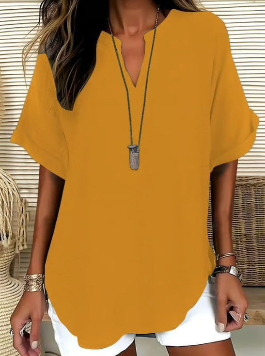 Women's V-Neck Short Sleeve 3D Print Shirt