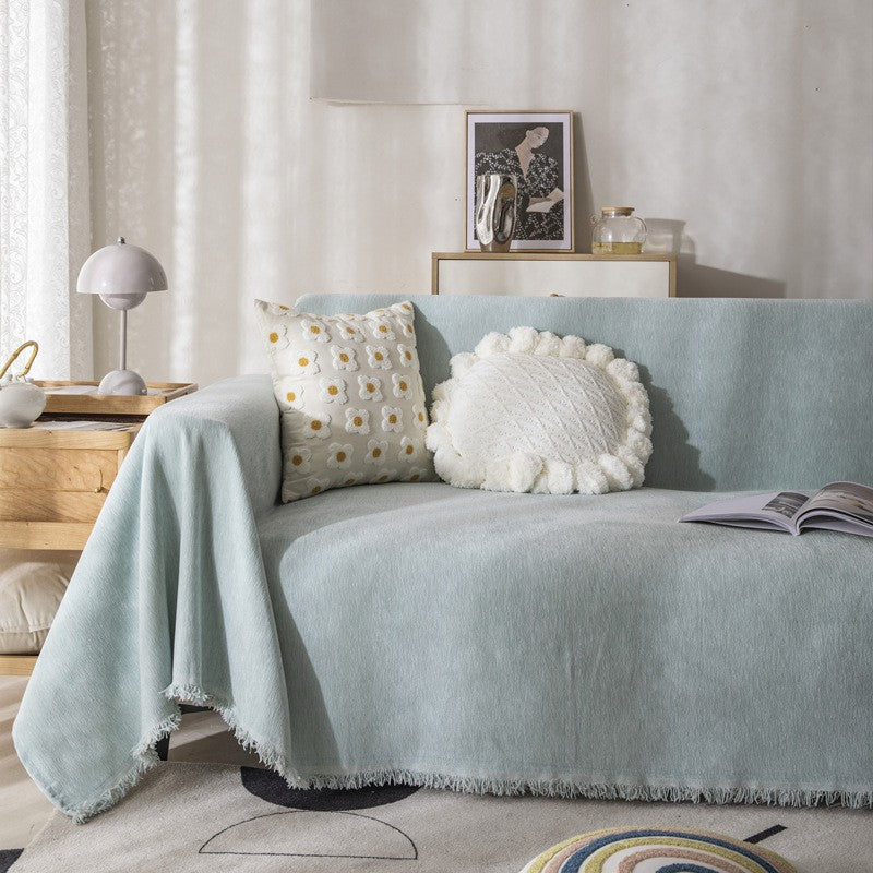 Solid Colour Chenille Sofa Cover | Herringbone, Anti-Wrinkle