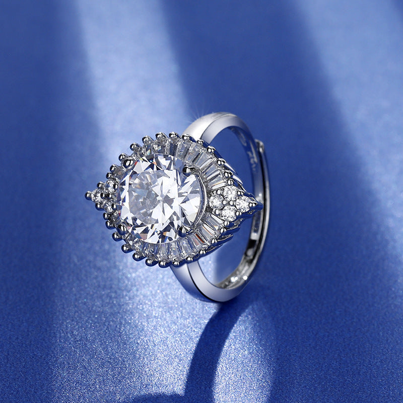 Diamond Simulant Ring for Women - Adjustable Opening