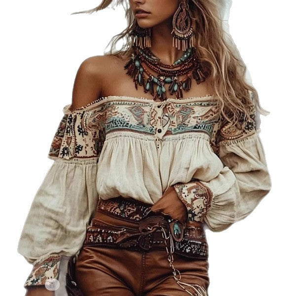 Bohemian Print Women's Cardigan Shirt | Ethnic Pattern, Loose Fit