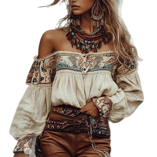 Bohemian Print Women's Cardigan Shirt | Ethnic Pattern, Loose Fit