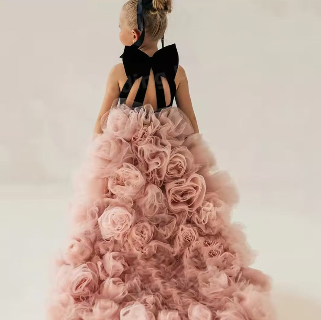 Girls 3D Floral A-Line Dress | Elegant Party & Wedding Outfit - gallify.store