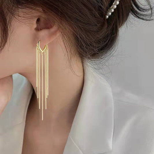 Long Geometric Tassel Earrings - Gold & Silver Copper
