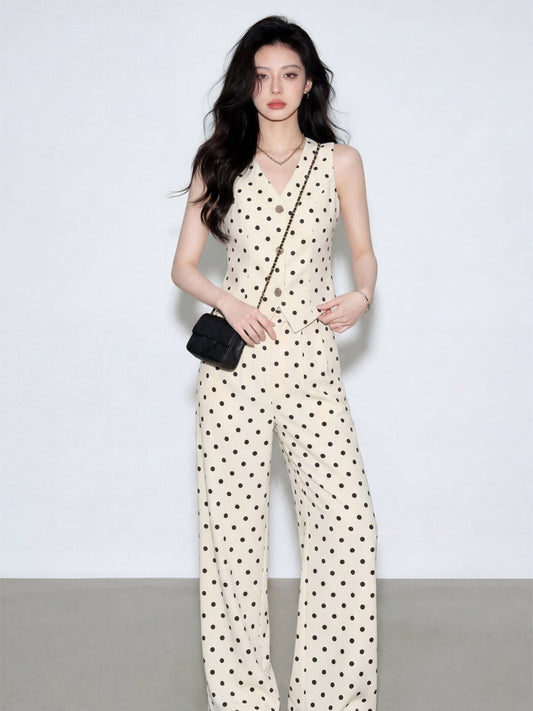 Polka Dot Vest & Trousers Set | Korean Style