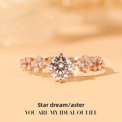 Diamond Simulant Ring for Women - Adjustable Opening