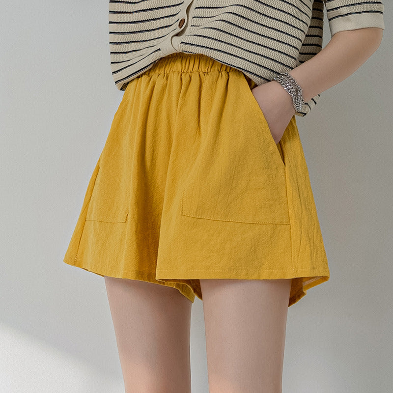Women's Cotton Linen Casual Shorts | Elastic Waist