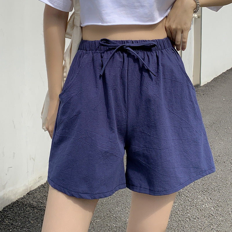 Women's Cotton Linen Casual Shorts | Elastic Waist