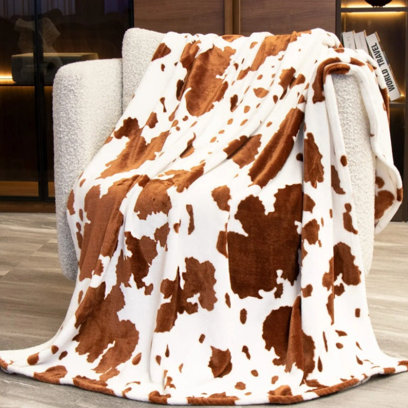 Cow Print Flannel Blanket – Soft Warm Lightweight All-Season Throw