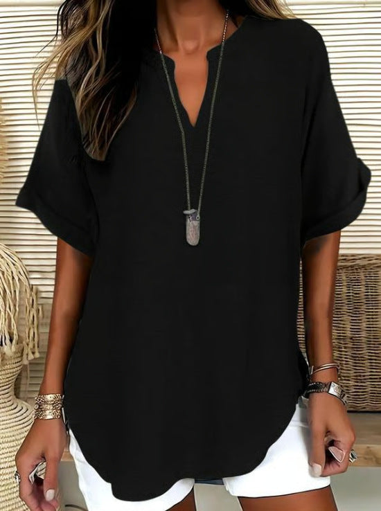 Women's V-Neck Short Sleeve 3D Print Shirt