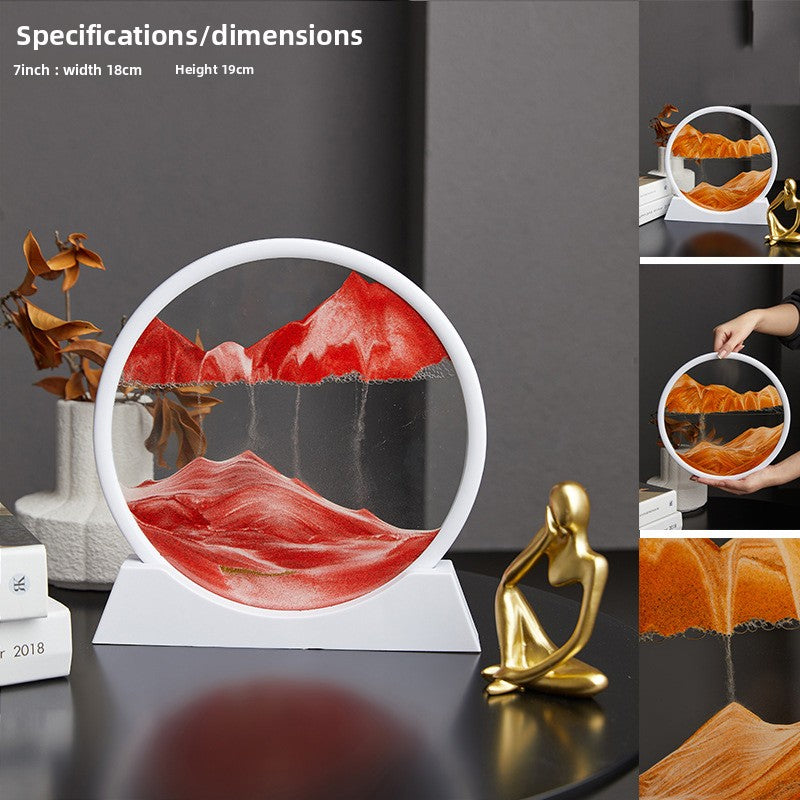 Nordic Quicksand Art Ornament – Glass Frame Landscape Desktop Decor