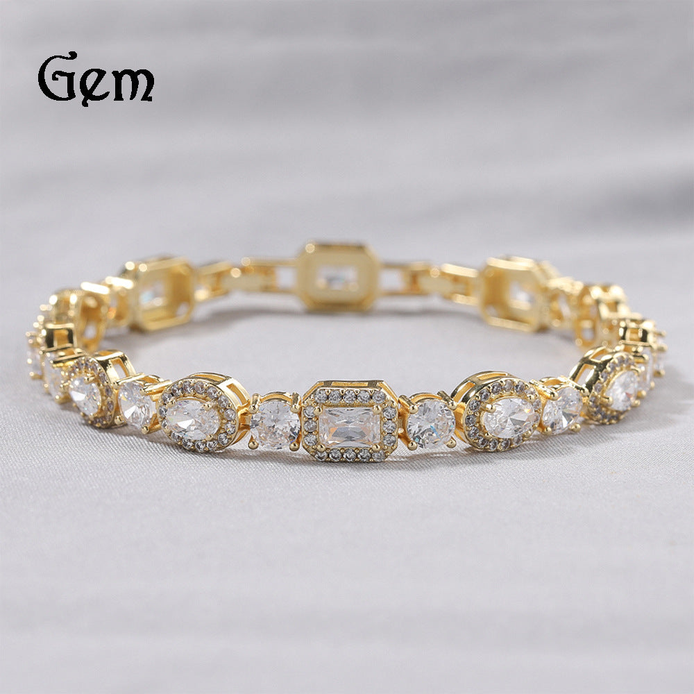 Geometric Zircon Bracelet - Adjustable Copper Chain