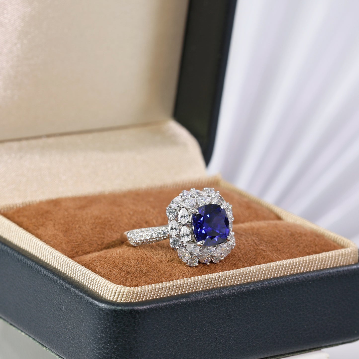 925 Silver Sapphire Ruby Ring - 3ct Geometric Vintage