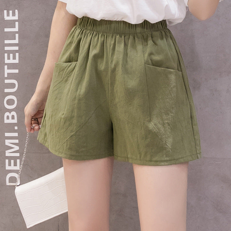 Women's Cotton Linen Casual Shorts | Elastic Waist