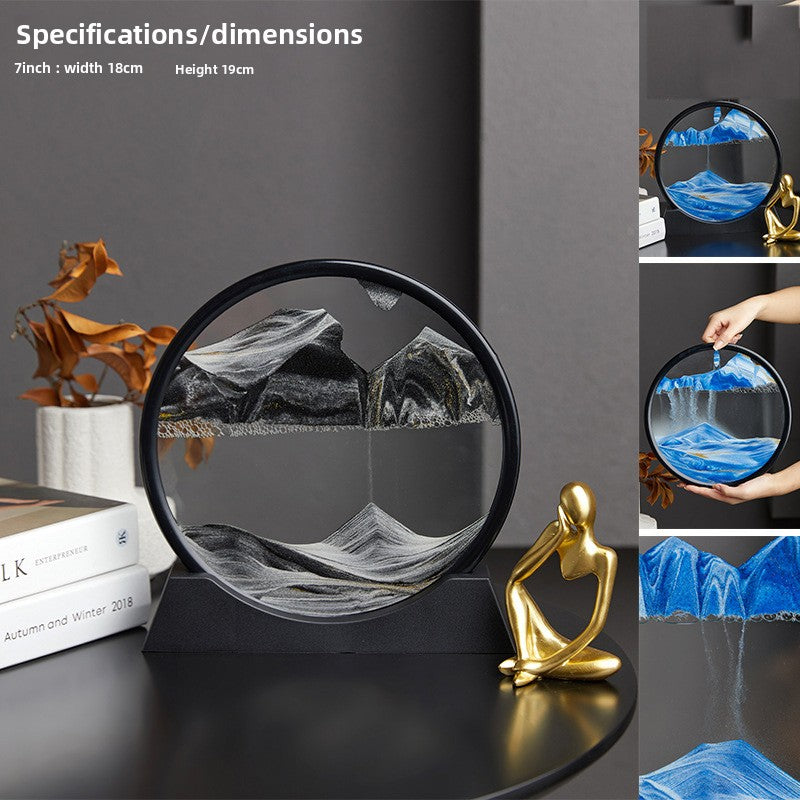 Nordic Quicksand Art Ornament – Glass Frame Landscape Desktop Decor
