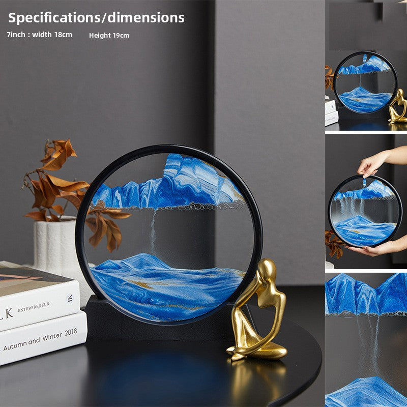 Nordic Quicksand Art Ornament – Glass Frame Landscape Desktop Decor