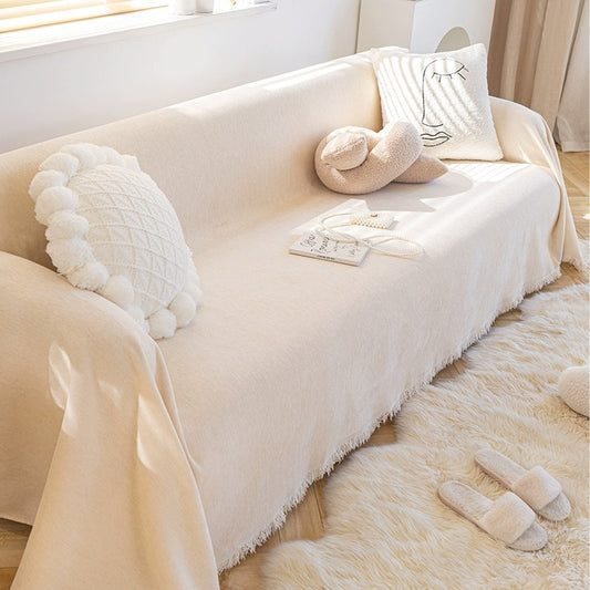 Solid Colour Chenille Sofa Cover | Herringbone, Anti-Wrinkle