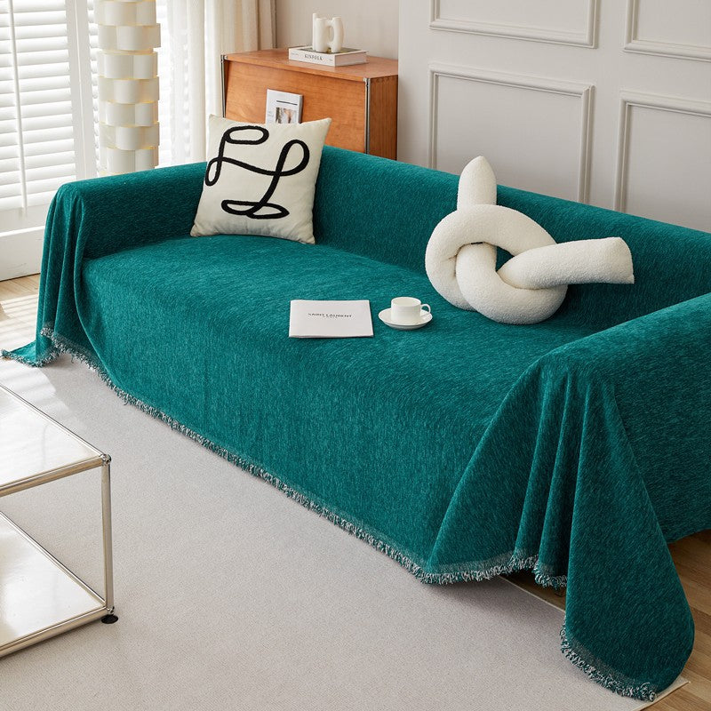 Solid Colour Chenille Sofa Cover | Herringbone, Anti-Wrinkle