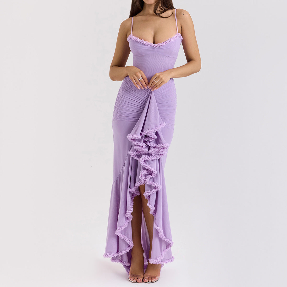 Women's Strapless Sleeveless Dress | High Waist Irregular Hem