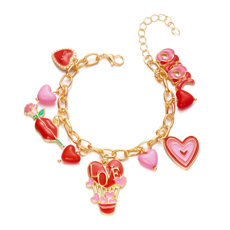 Peach Heart Multi-element Pendant Bracelet - gallify.store