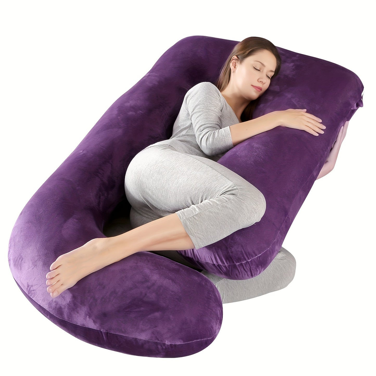 J-Shape Maternity Pregnancy Pillow | Velvet Cover