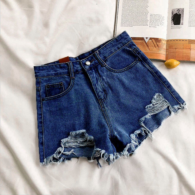Women's Ripped Denim Shorts | High Waist Wide Leg
