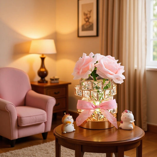 LED Table Lamp - Pink Rose Design | Decorative USB Lighting - gallify.store