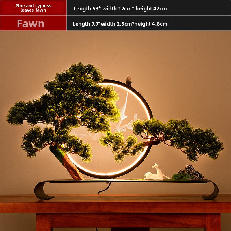 Zen Pine Bonsai Miniature Decoration – Handcrafted Ceramic & Wood
