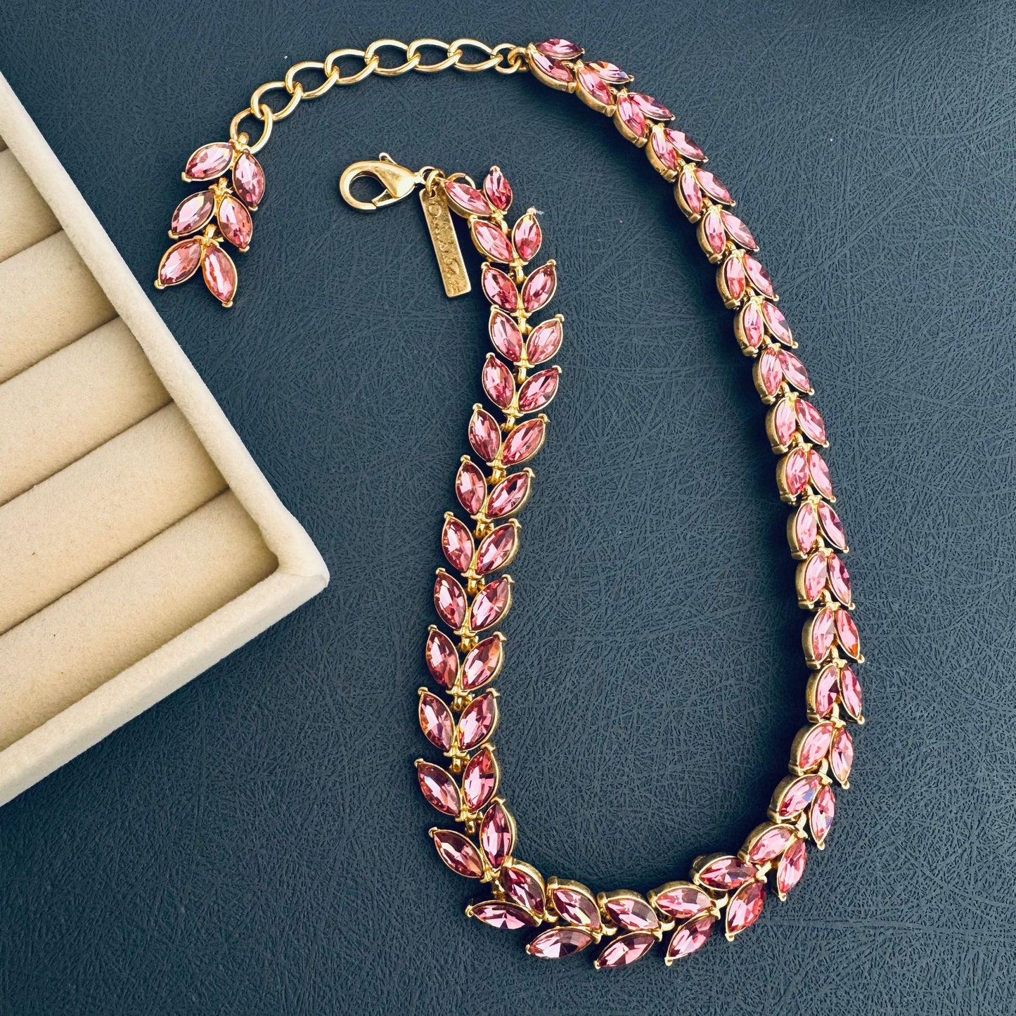 Elegant Crystal Leaf Necklace | Vintage Jewellery