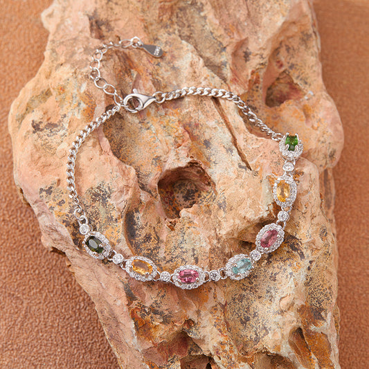 Natural Tourmaline Bracelet | 925 Sterling Silver - gallify.store