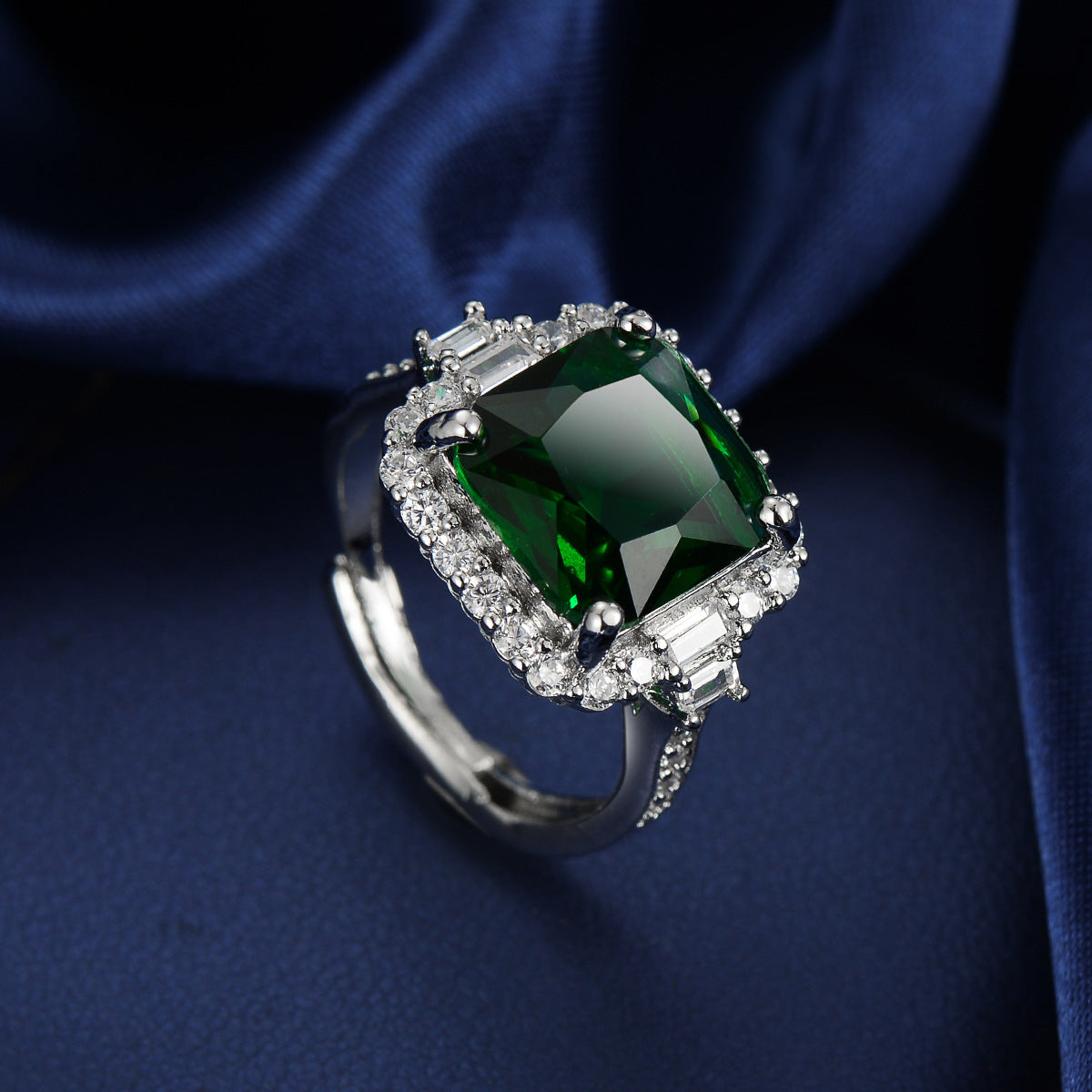 Diamond Simulant Ring for Women - Adjustable Opening