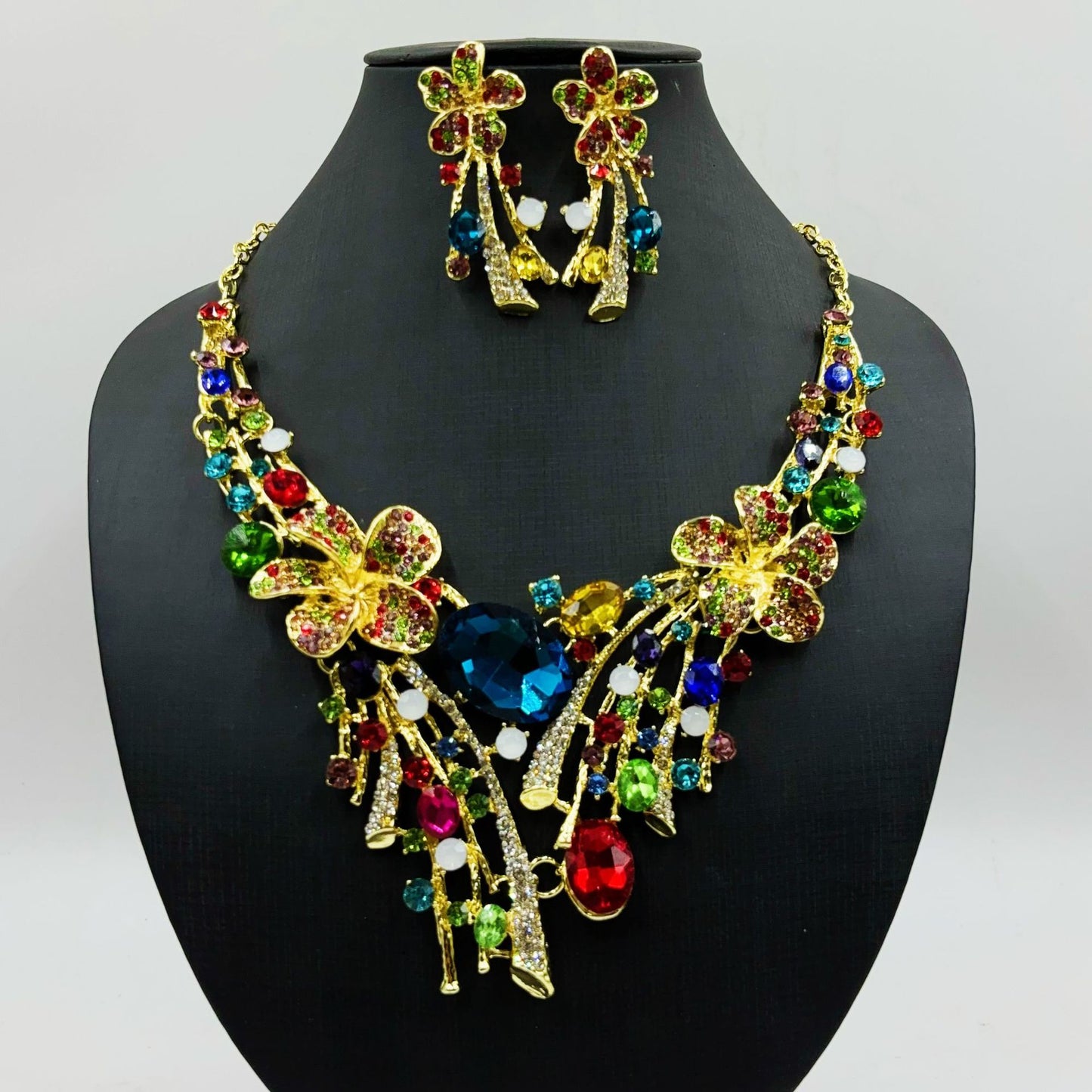 Crystal Floral Necklace & Earrings Set – Wedding Jewellery