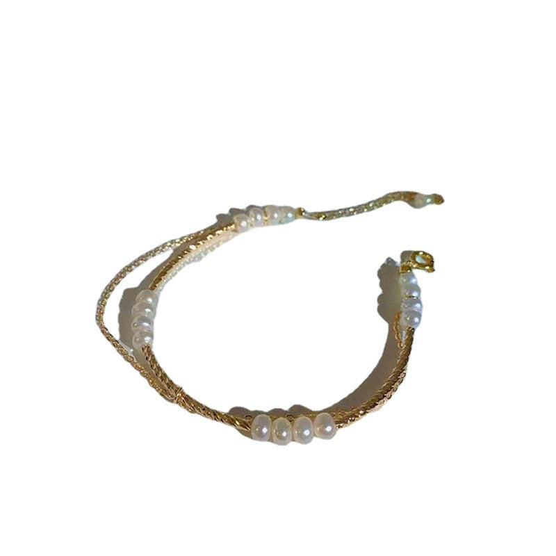 Freshwater Pearl Bracelet with Tassel - 14k Gold Plated - gallify.store