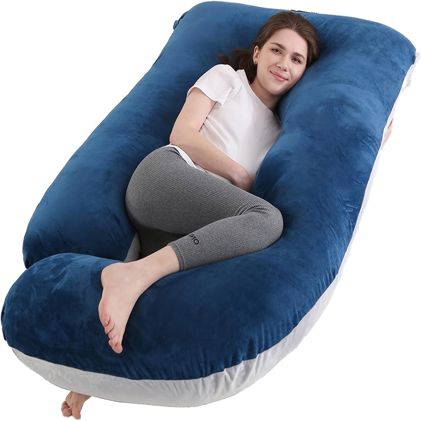 J-Shape Maternity Pregnancy Pillow | Velvet Cover