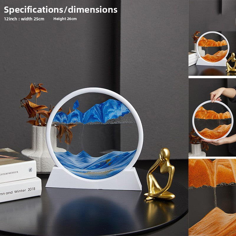 Nordic Quicksand Art Ornament – Glass Frame Landscape Desktop Decor