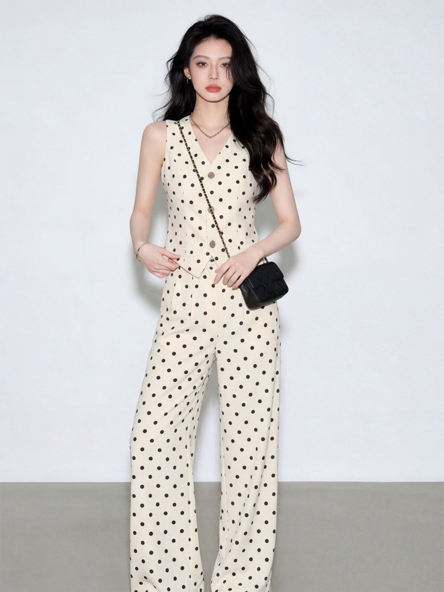 Polka Dot Vest & Trousers Set | Korean Style