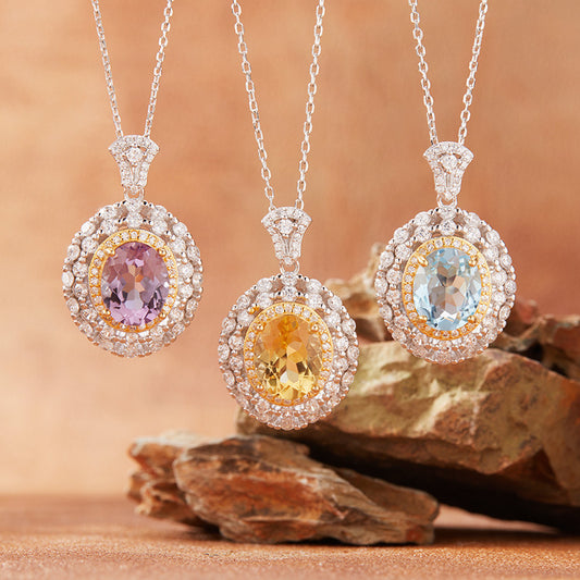 Natural Citrine Necklace | S925 Sterling Silver - gallify.store