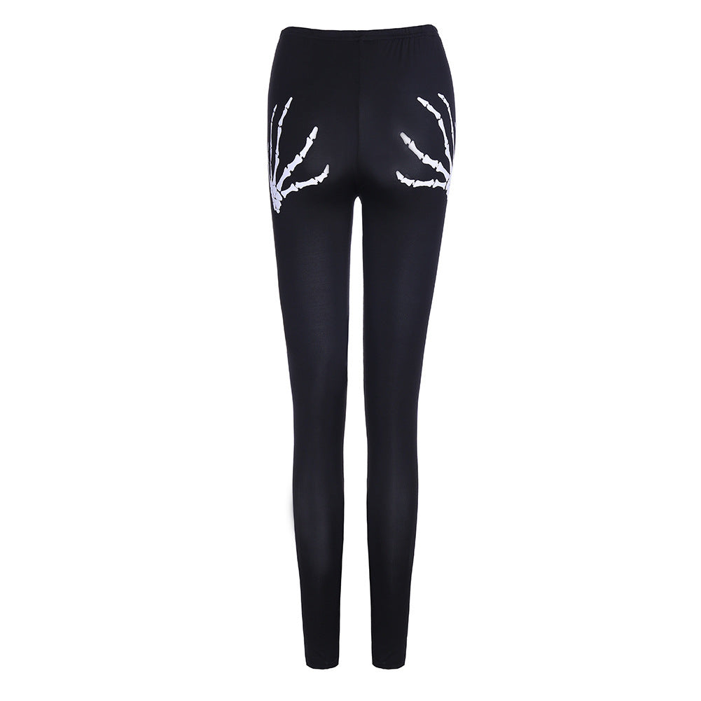 Women's Skull Pattern Ripped Leggings | Slim Fit