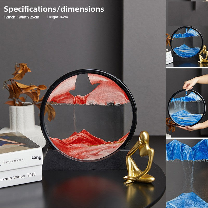Nordic Quicksand Art Ornament – Glass Frame Landscape Desktop Decor