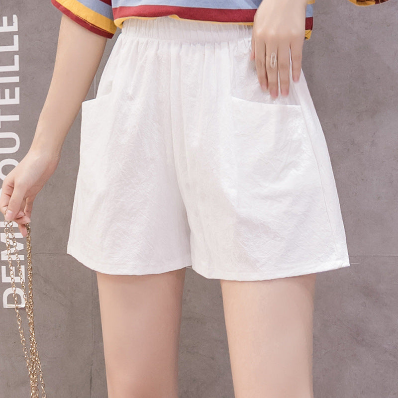 Women's Cotton Linen Casual Shorts | Elastic Waist