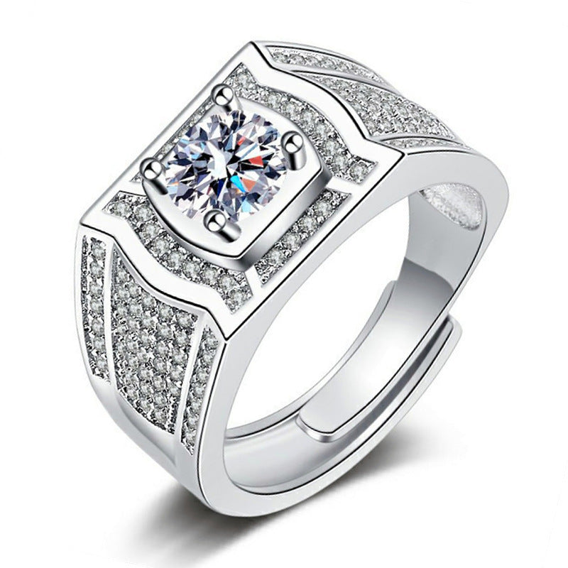 Diamond Simulant Ring for Women - Adjustable Opening