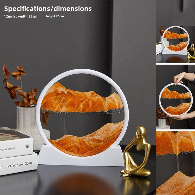 Nordic Quicksand Art Ornament – Glass Frame Landscape Desktop Decor