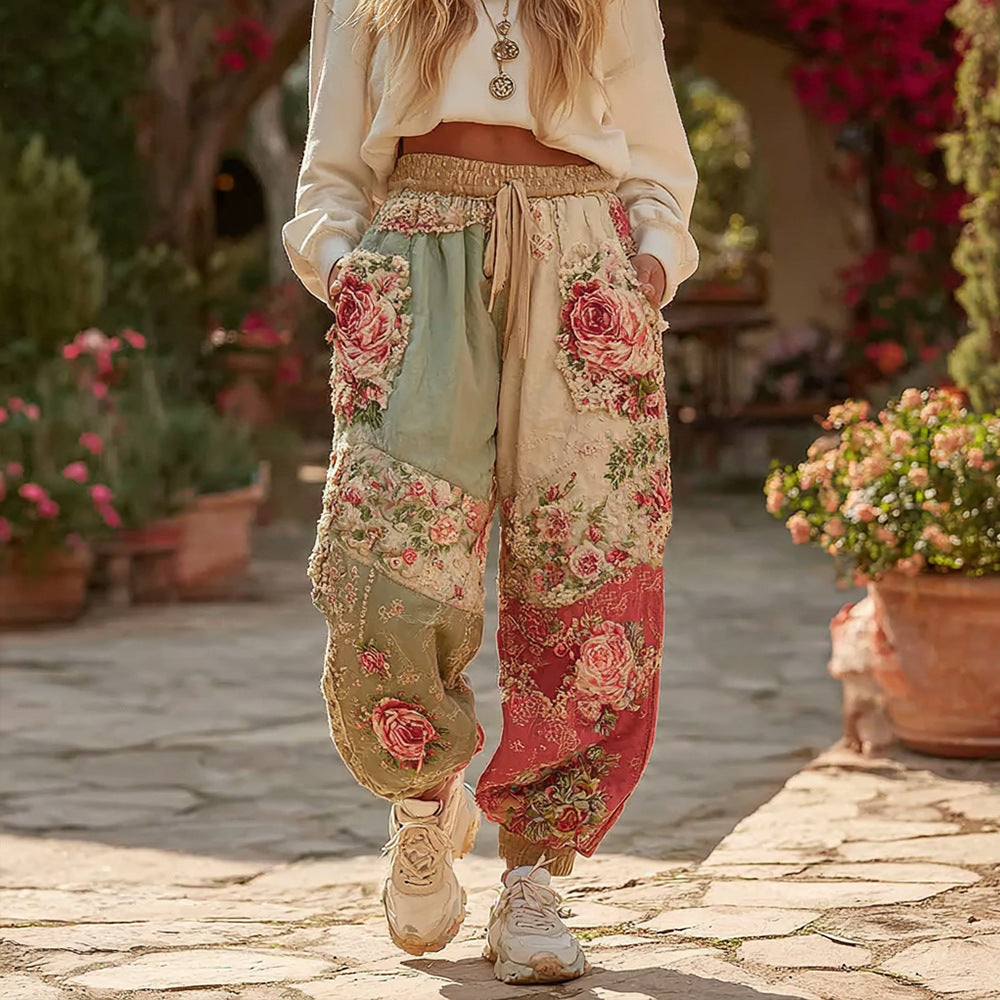 Women's Wide Leg Straight Pants with Side Panels