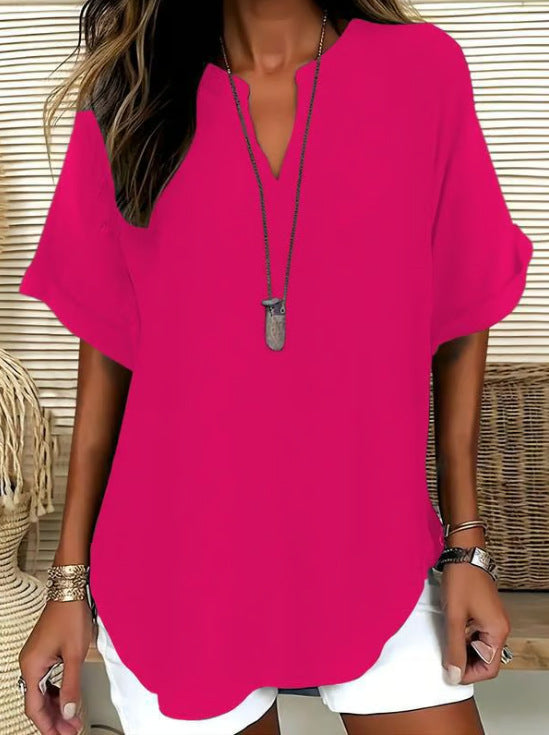 Women's V-Neck Short Sleeve 3D Print Shirt