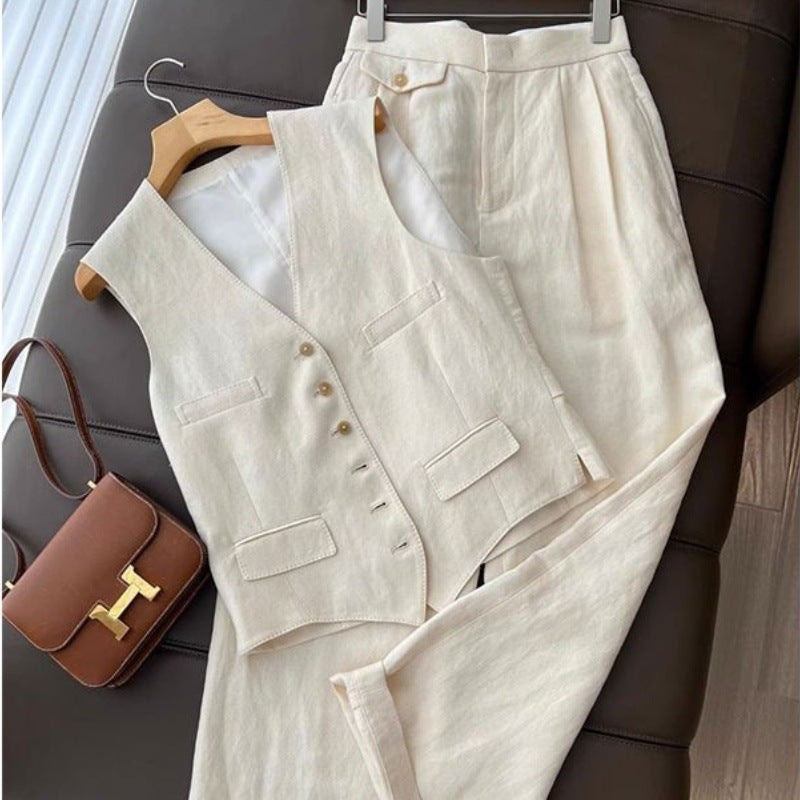 Denim Vest & Wide Leg Pants Set | Korean Style